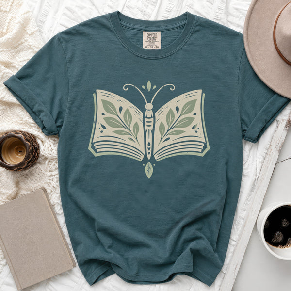 Botanical Book Butterfly Tee in Blue Spruce