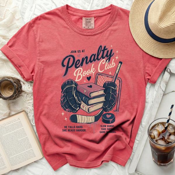 Penalty Book Club Hockey Tee in Watermelon