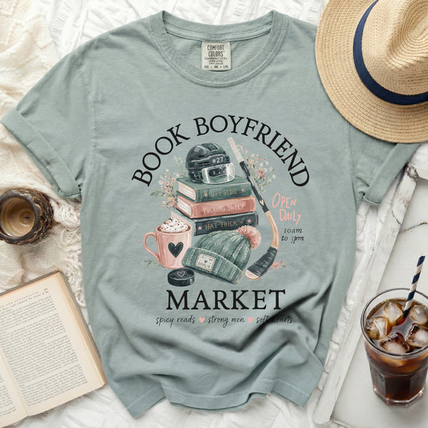 Book Boyfriend Hockey Market Tee in Bay