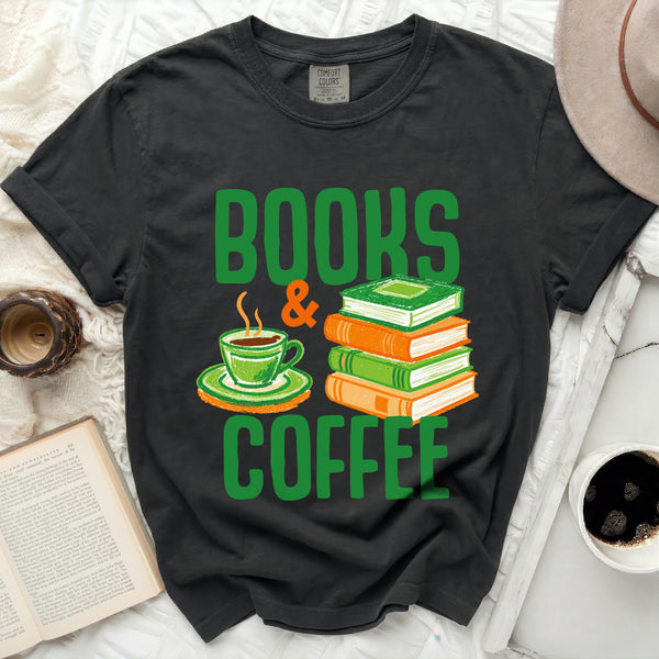 Books & Coffee Love Tee in Black