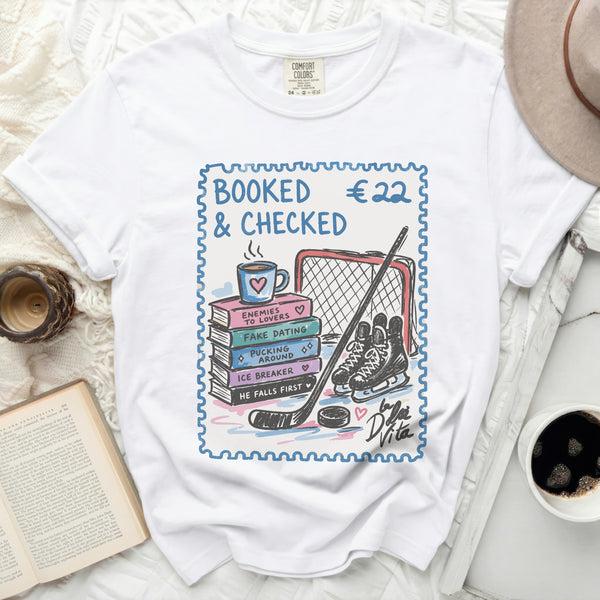Booked & Checked Hockey Romance Tee in White