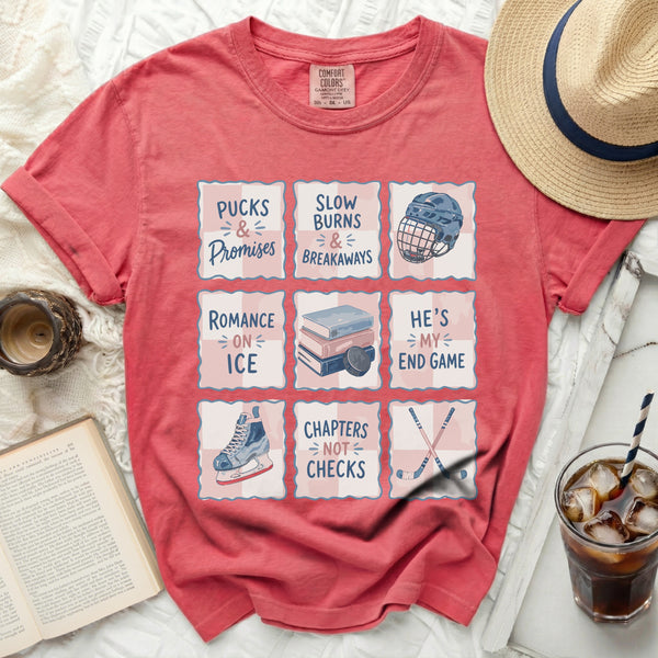 Pucks & Promises Bookish Tee in Watermelon