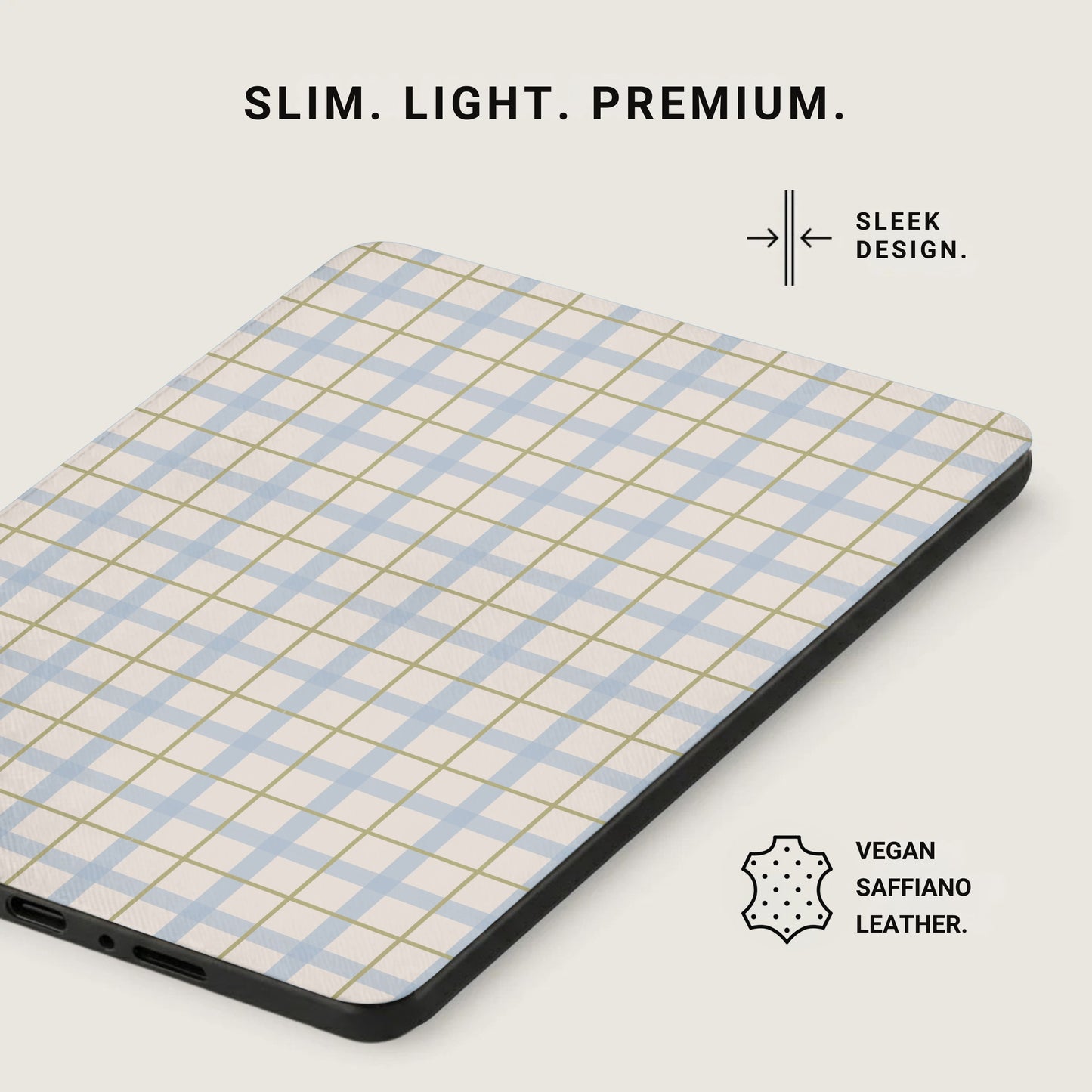 Slim Light Premium Sleek Design Vegan Saffiano Leather