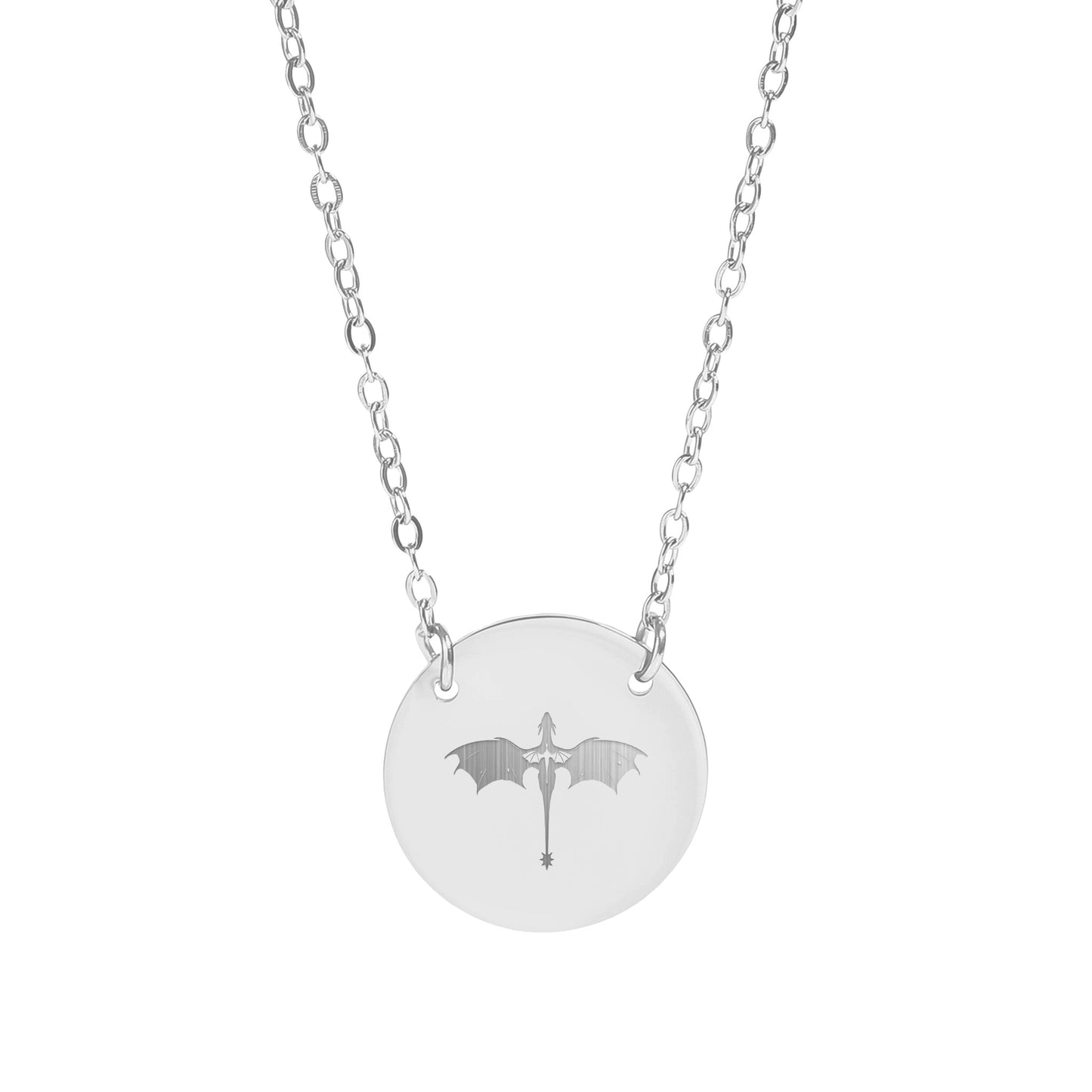 Dragon Engraved Round Pendant Necklace