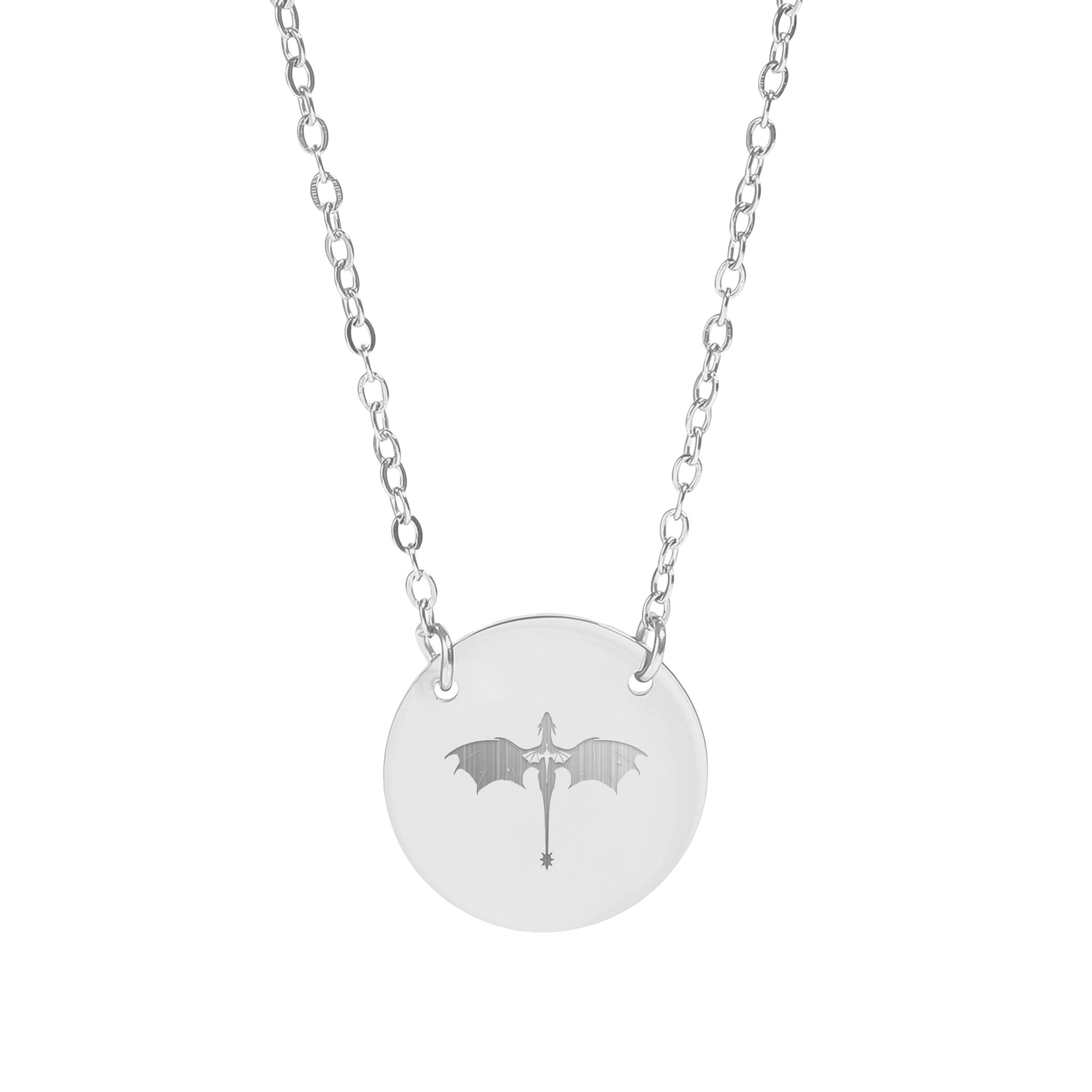 Dragon Engraved Round Pendant Necklace