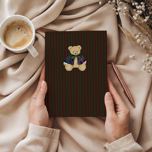 Cute Teddy Bear Design on Striped Journal Planner