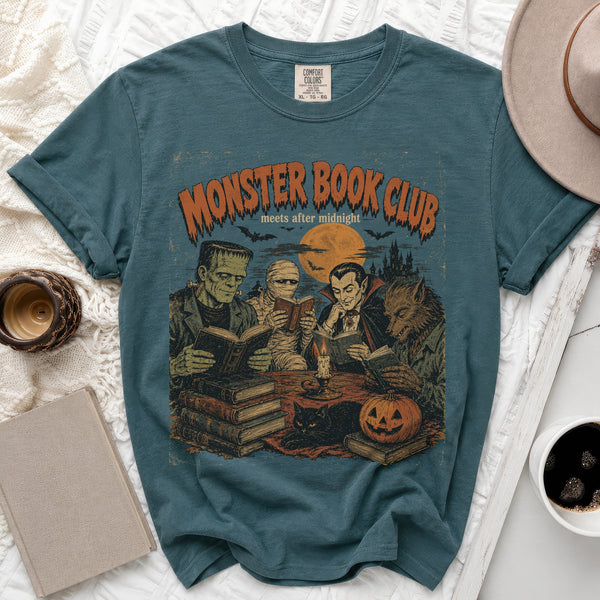 Monster Book Club Midnight Gathering Tee in Blue Spruce