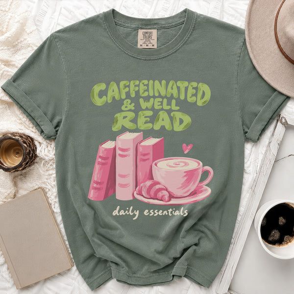 Caffeinated Well Read Tee in Moss