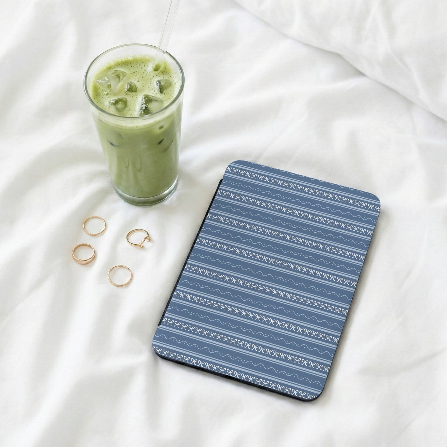 Blue Patterned Tablet Case with Intricate Design