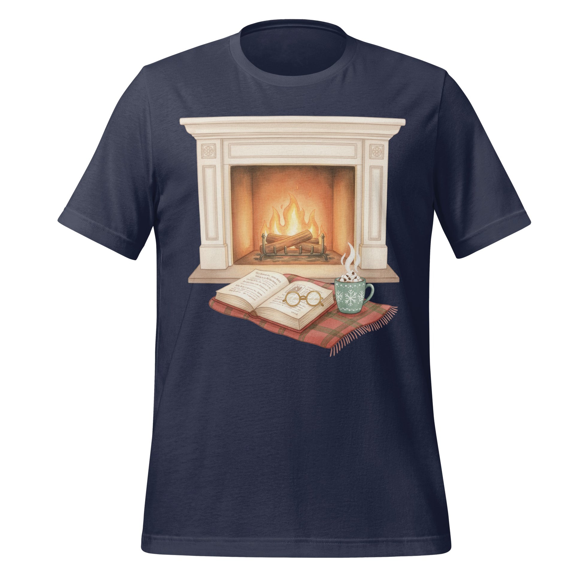Cozy Fireplace with Book Print T-Shirt