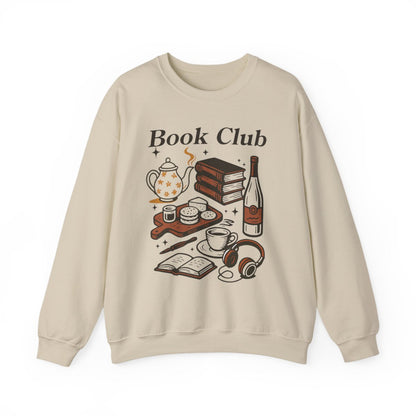Book Club Aesthetic Reading Snacks Music and Wine Sweatshirt - MagicMerchEmporium