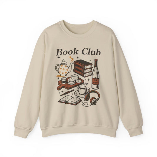 Book Club Aesthetic Reading Snacks Music and Wine Sweatshirt - MagicMerchEmporium