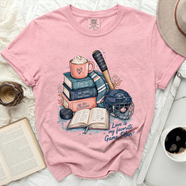 Love Is My Game Plan Hockey Tee in Blossom