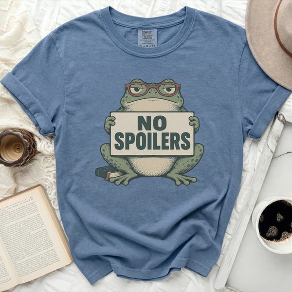 No Spoilers Frog Tee in Blue Jean