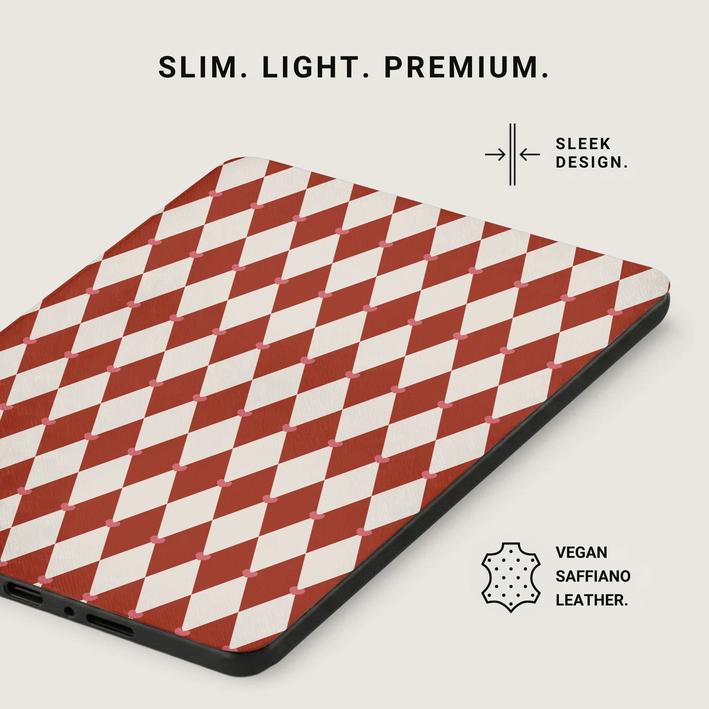 Red and White Diamond Pattern Slim Case Product