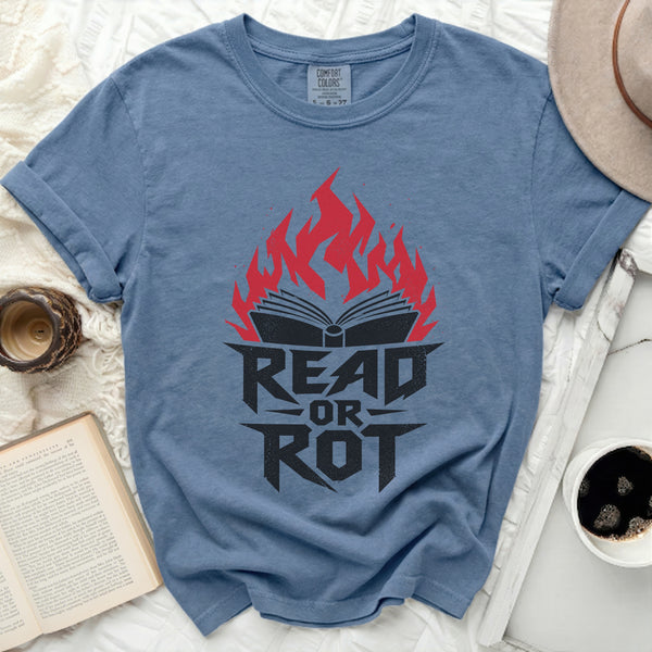 Read or Rot Tee in Blue Jean
