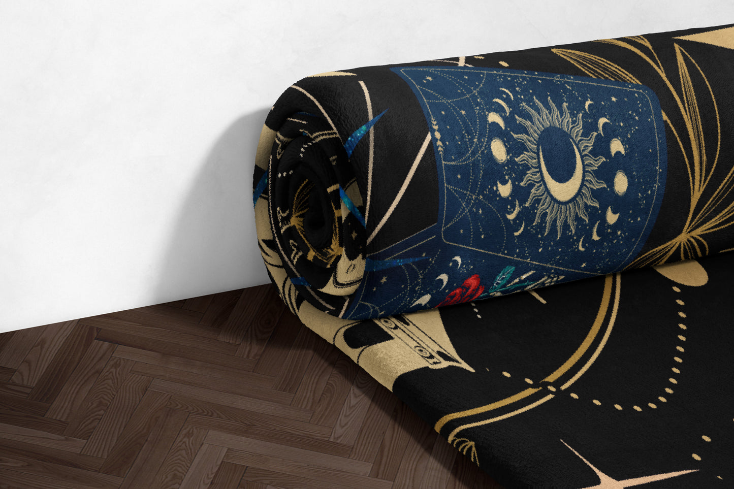 Mystical Celestial Moon and Stars Design rug