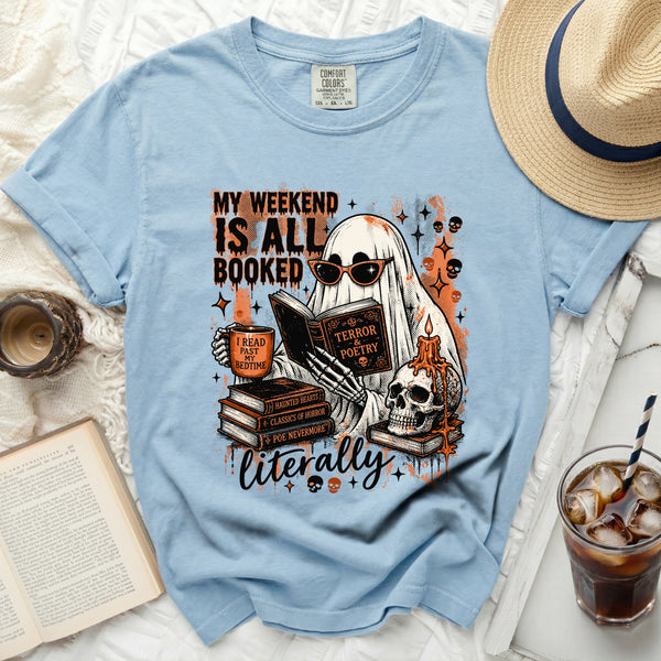 Spooky Reader Ghost Tee in Chambray