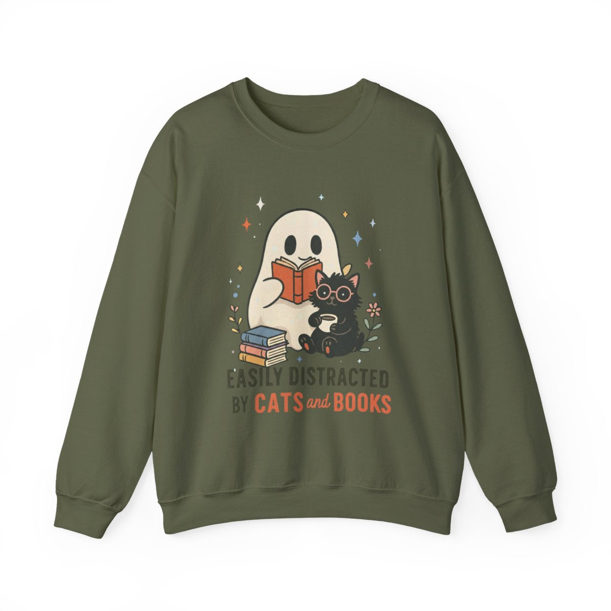 Easily Distracted by Cats and Books Sweatshirt
