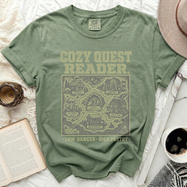 Cozy Quest Reader Map Tee in Moss