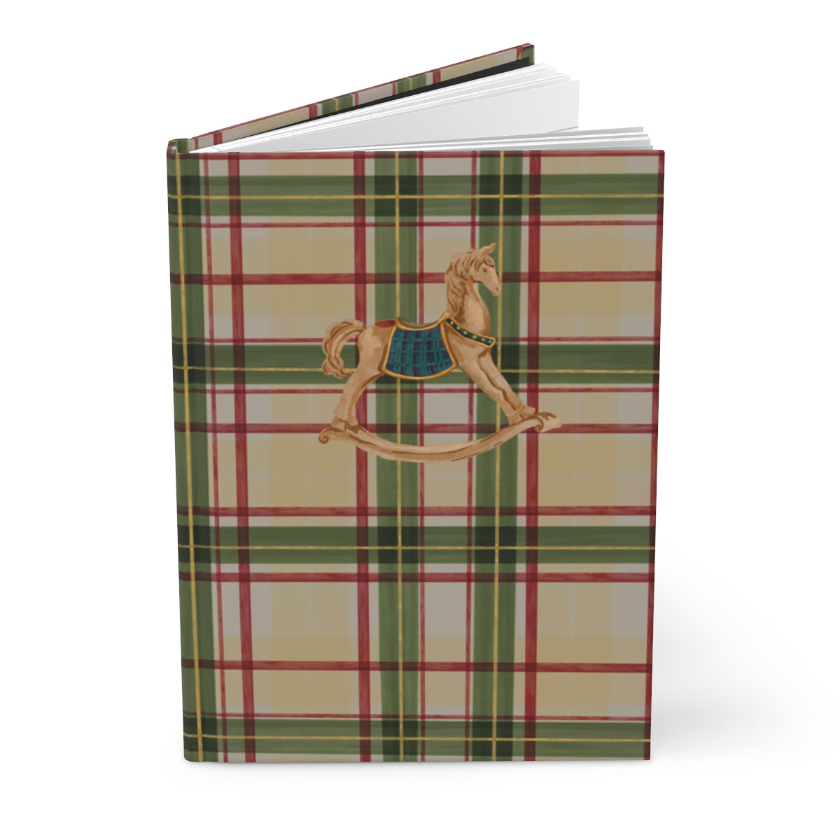 Rocking Horse on Plaid Background Journal