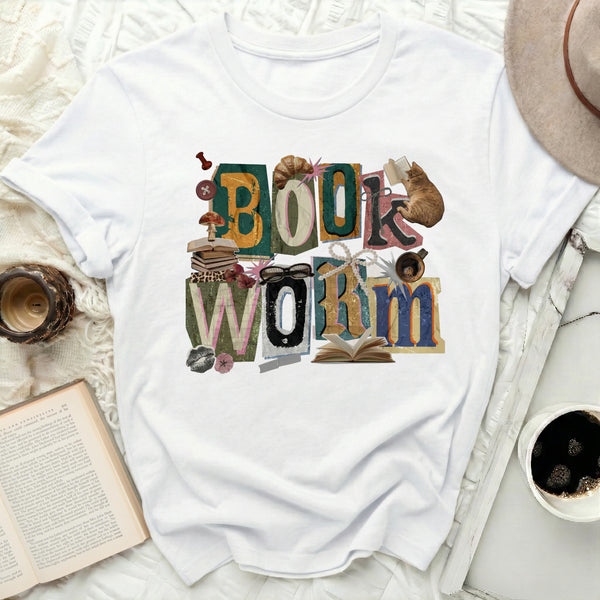 Book Worm Literary Tee in White