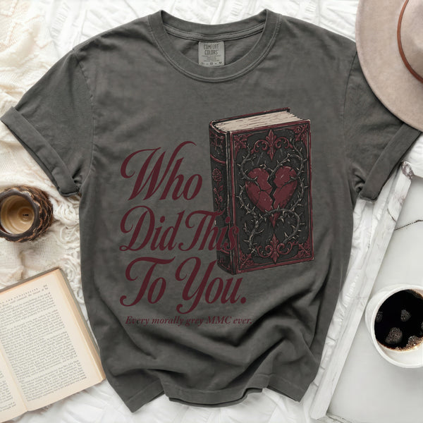 Who Did This To You? Book Tee in Pepper