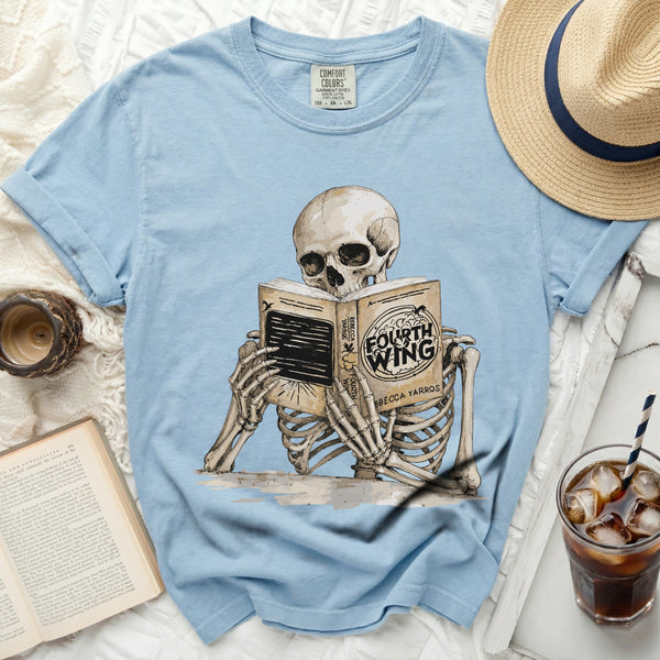 Fourth Wing Skeleton Tee in Chambray