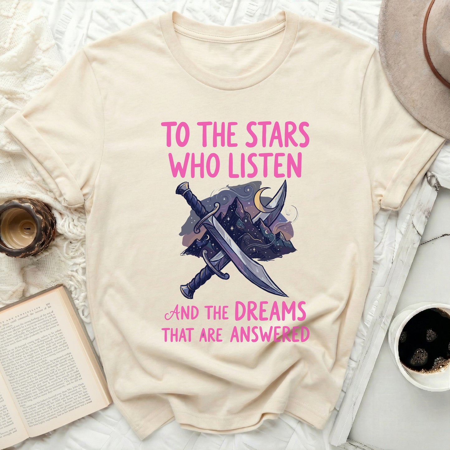 TO THE STARS WHO LISTEN AND THE DREAMS THAT ARE ANSWERED product type
Stars Listen Shirt
Dreams Answered Tee
Fantasy T-shirt
Celestial Design
Moon Star Graphic
Sword Art Apparel
Mystical Quote Top
Empowering Saying
Book Lover Gift
Reader Shirt
Night Sky Fashion
Magical Motif
Spiritual Graphic
Unique Graphic Tee
Inspirational Top
Aesthetic Clothing
Fae Inspired Shirt
Adventure Ready Top
Universe Theme Shirt
Literary Fan Gift