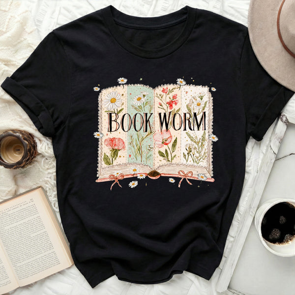 Vintage Book Worm Tee in Black