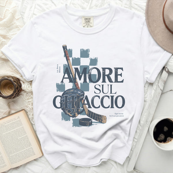 Amore Sul Ghiaccio Hockey Tee in White