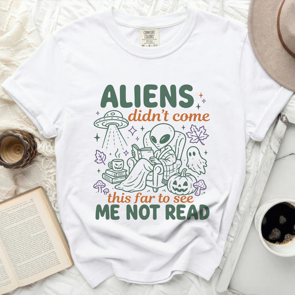 Cozy Alien Reader Tee in White
