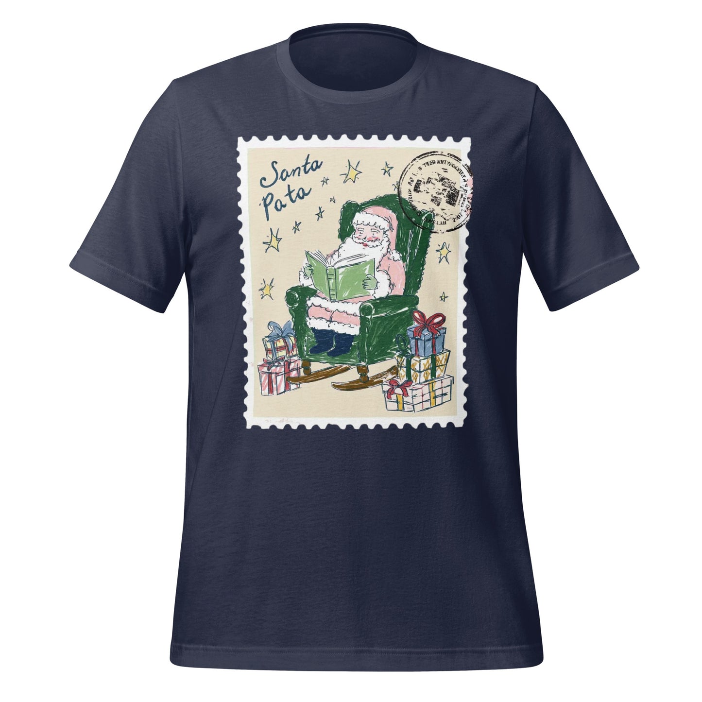 Santa Paws Christmas Stamp Graphic T-Shirt