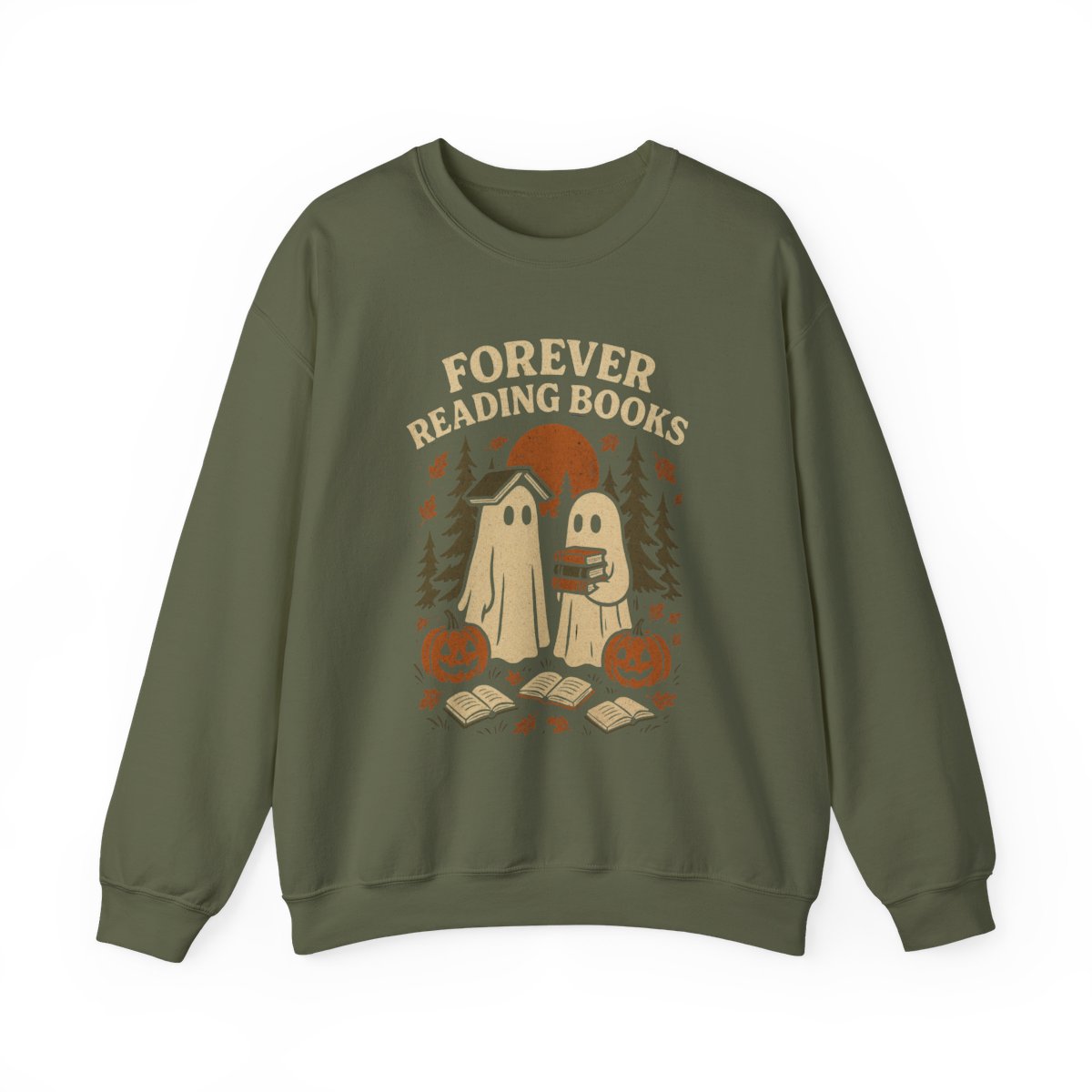 Forever Reading Books Ghosts Halloween Sweatshirt