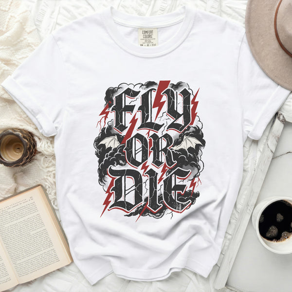 Fourth Wing Fly or Die Tee in White