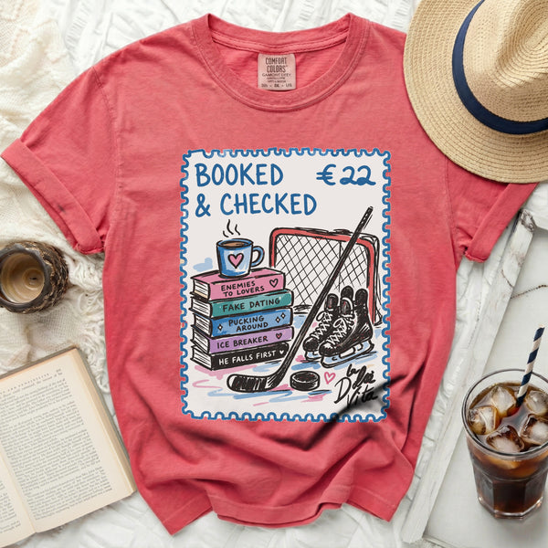 Booked & Checked Hockey Romance Tee in Watermelon