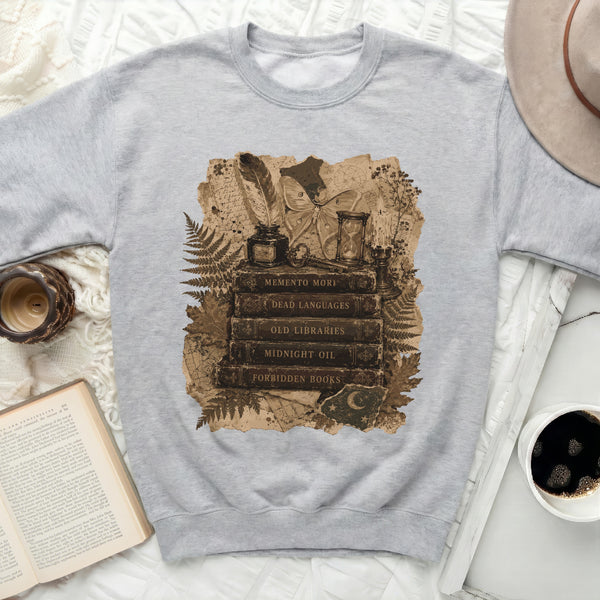 Dark Academia Books Sweatshirt in Sport Grey