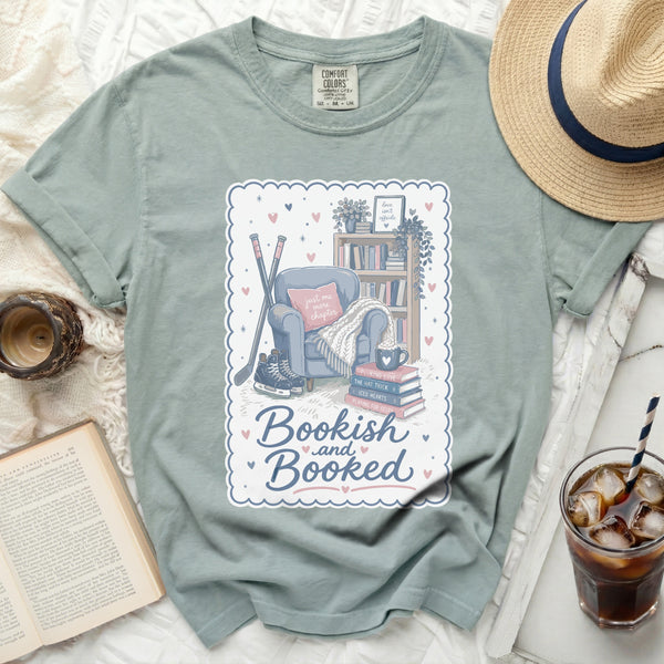 Bookish & Booked Hockey Reader Tee in Bay