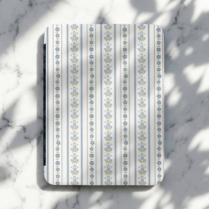 Elegant Blue Floral Striped Design on White Product