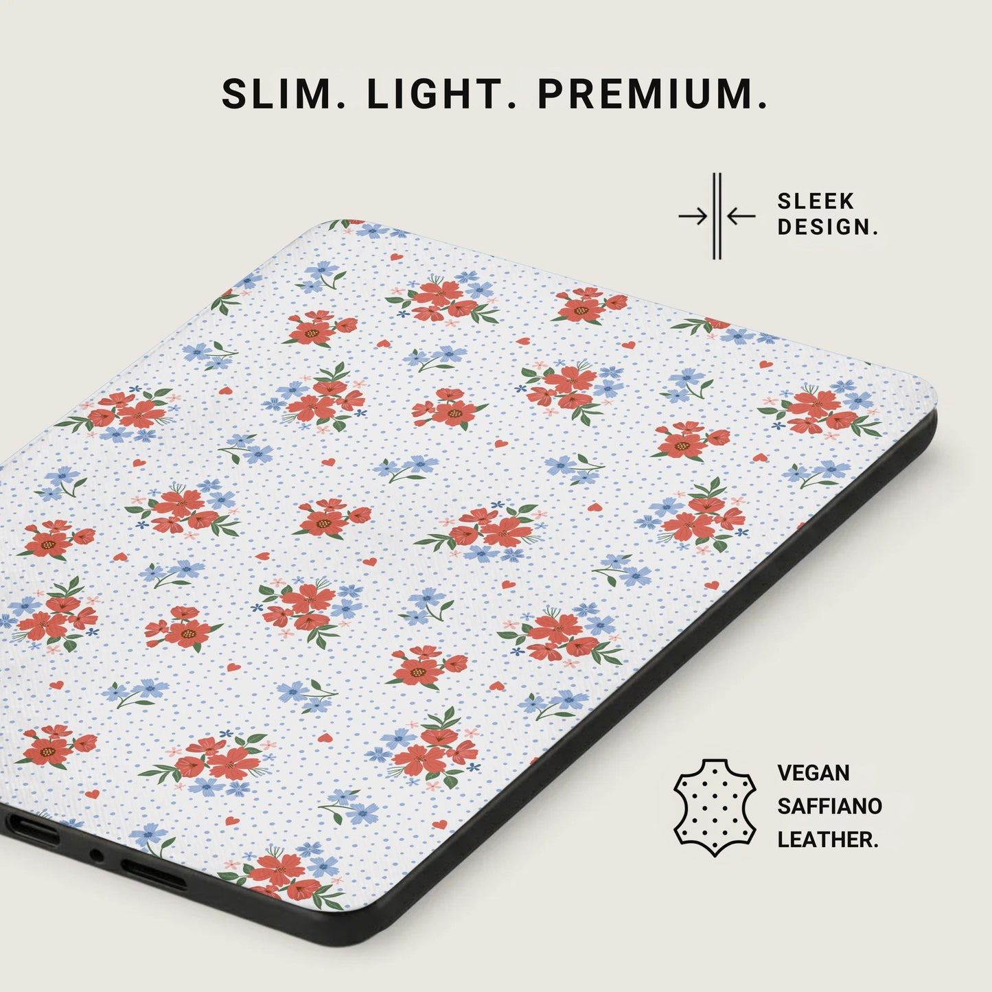 Stylish Floral Vegan Saffiano Leather Sleek Design Case
