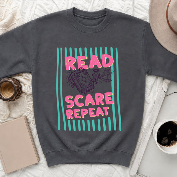 Read, Scare, Repeat Sweatshirt in Dark Heather