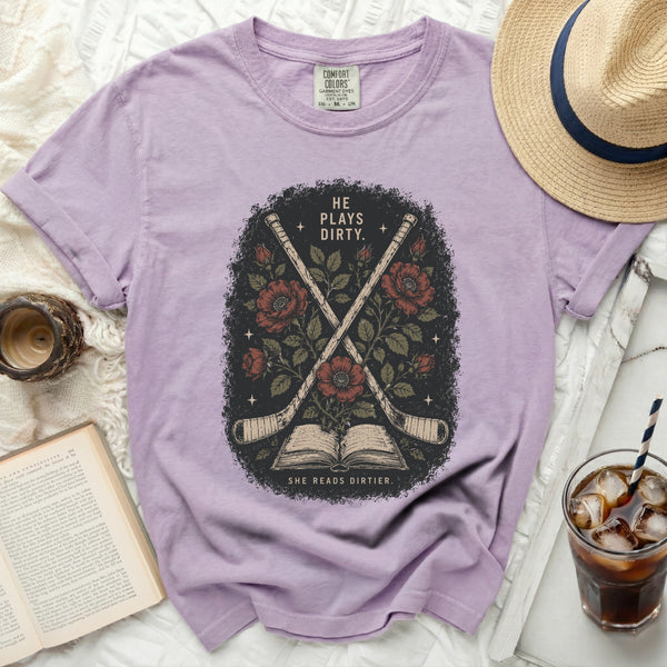 Dirty Reads Hockey Tee in Orchid