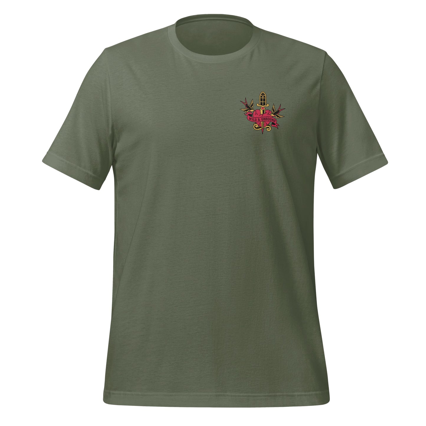 Unique Olive Green Tee with Stylish Chest Logo Shirt