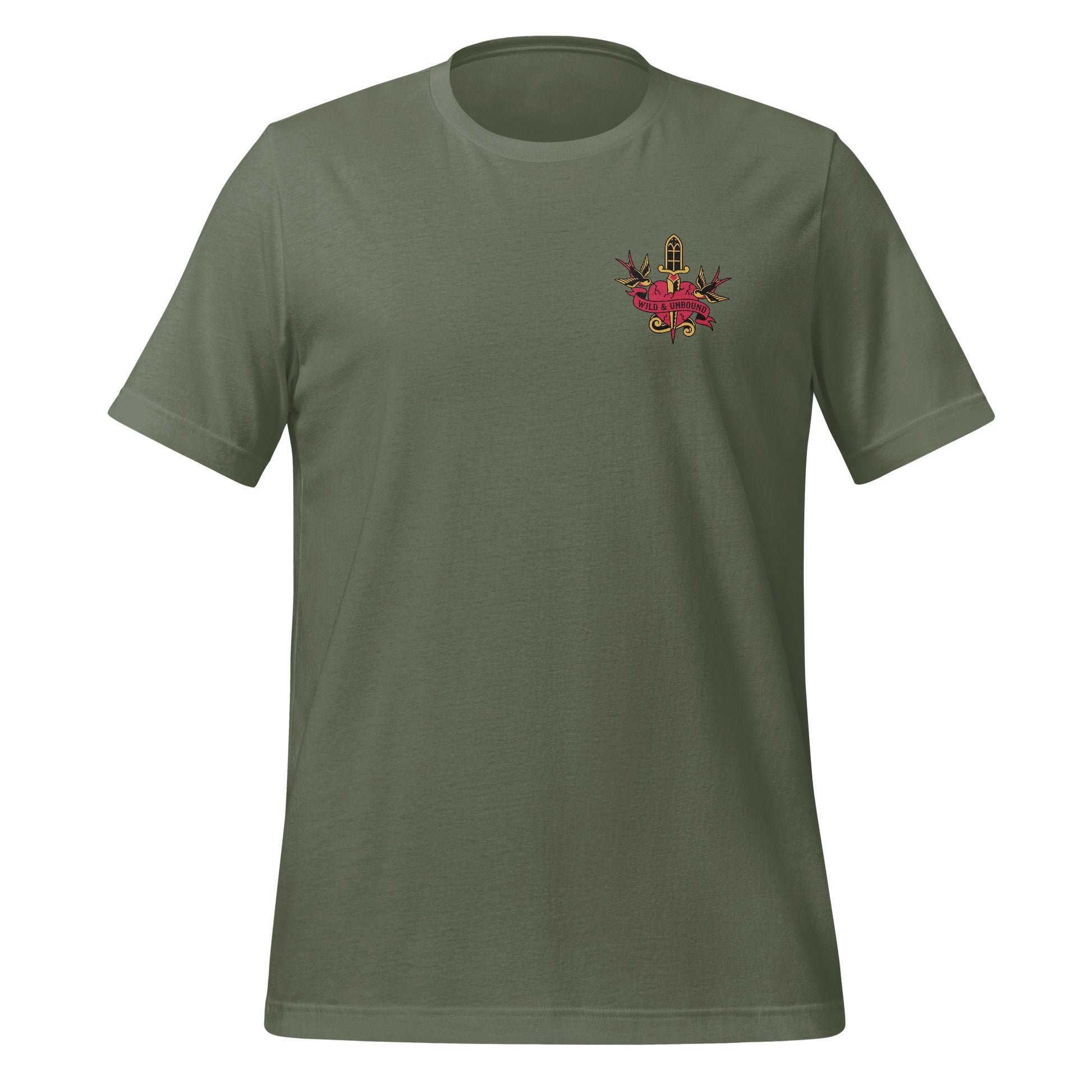 Unique Olive Green Tee with Stylish Chest Logo Shirt