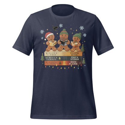 Festive Shirt with Gingerbread Characters and Books