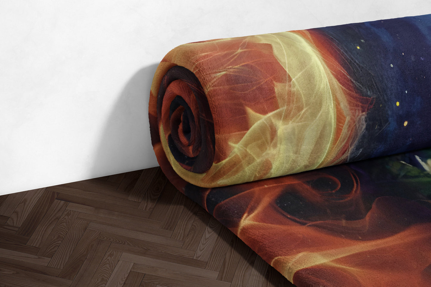 Beautiful Abstract Fiery Galaxy Theme Art Rug