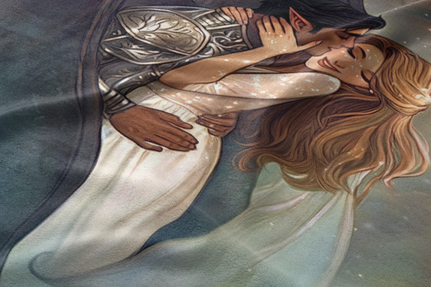 Romantic Artwork of Embracing Fantasy Couple