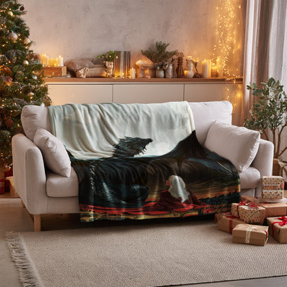 Dragon and Queen Fantasy Scene Sofa Throw Blanket