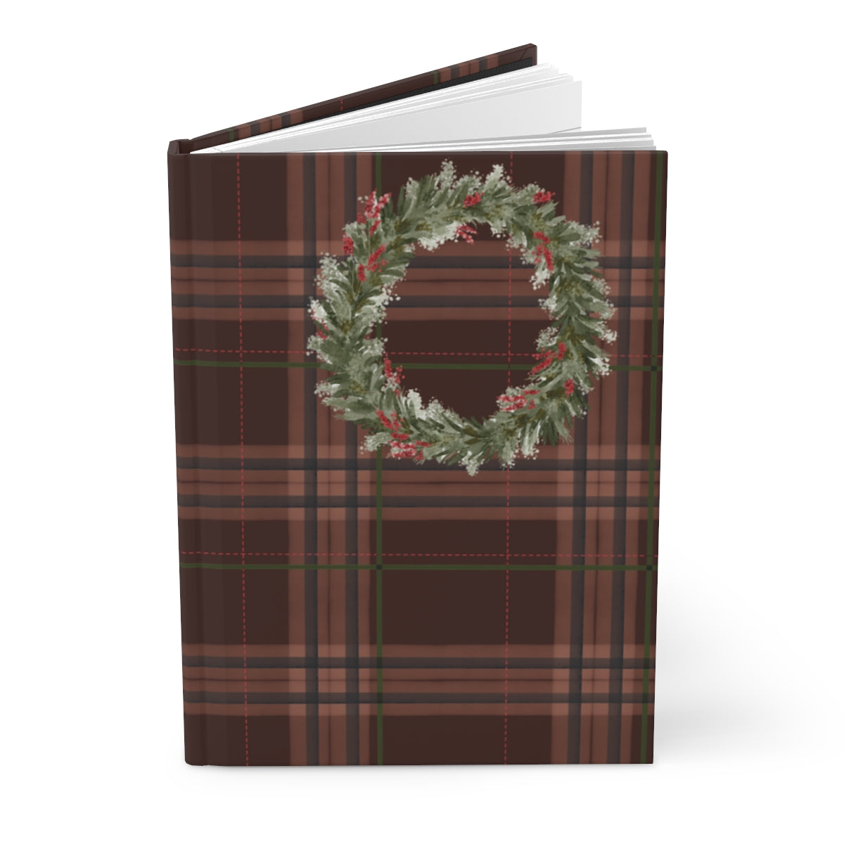 Festive Wreath Plaid-covered Notebook Christmas Decor