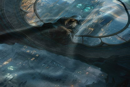 Mystic Hooded Figure Overlooking Gothic City product